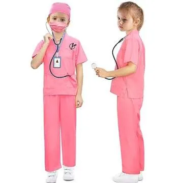 BOMLY Doctor Costume for Kids 7Pcs Toddler Nurse Scrubs Set With Halloween Dress Up Costumes for Boy...