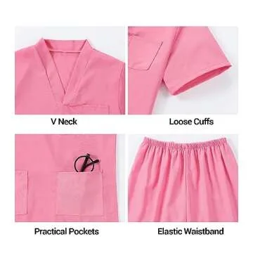 BOMLY Doctor Costume for Kids 7Pcs Toddler Nurse Scrubs Set With Halloween Dress Up Costumes for Boys and Girls Ages 3-11 (Pink, 5T-6T)