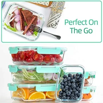 C CREST 10 Pack Glass Meal Prep Containers - Airtight & Durable