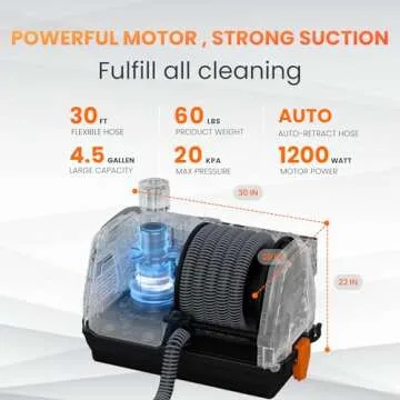 Giraffe Tools Grandstorm Wall-Mounted Vacuum Cleaner with 30 FT Retractable Hose, Wet Dry Vacuum Cleaner with 6 Nozzles for Car Detailing Remote Control, Grey