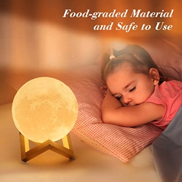 Mydethun 3D Moon Lamp with Wooden Base - Night Light