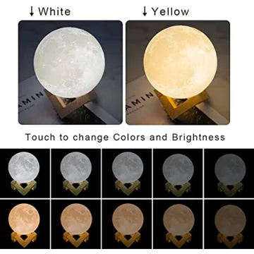 Mydethun 3D Moon Lamp with Wooden Base - Night Light