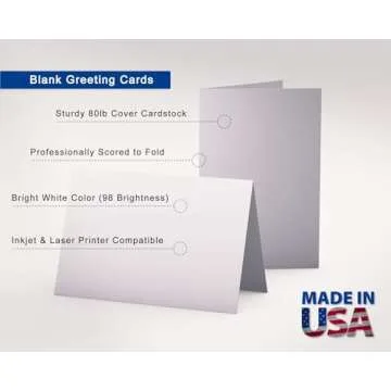 5" X 7" Heavyweight (80lb Cover) Blank White Greeting Card Sets (40 Cards & Envelopes)