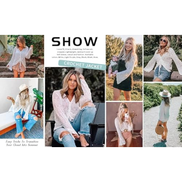 FERBIA Crochet Top Beachwear Adjusting Drawstring Shirt