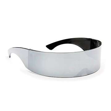 In Touch With Style Futuristic Shield Sunglasses Monoblock Cyclops 100% UV400 (Silver Gray, UV400)
