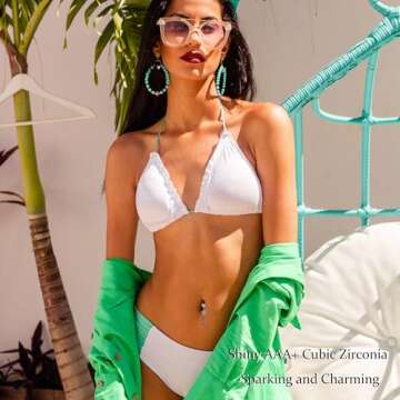 Stylish JOERICA 6 Pcs 14G Dangle Belly Button Rings Set