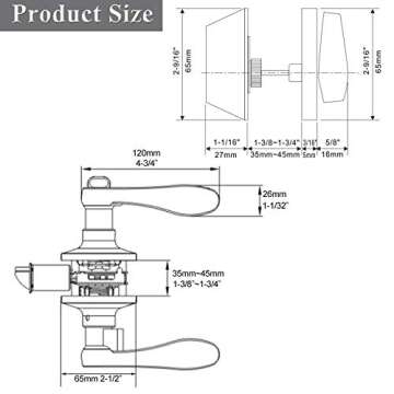 Probrico Front Door Entry Lever Lockset, Single Cylinder Deadbolt Combination Set, Flat Black Finish Keyed Alike Combo, Reversible for Right and Left Side 3Pack