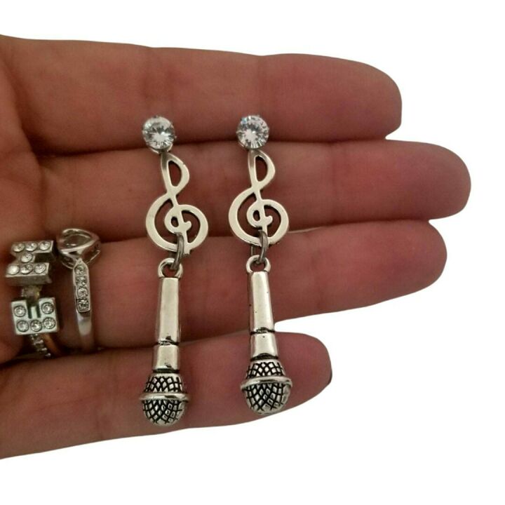 Microphone & Music Note Earrings for Women Singers