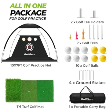 Golfguru Golf Net 10x7ft - Ultimate Practice Set