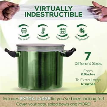 unwasted Reusable Silicone Lids (Variety Pack) – Upgrade Your Kitchen Gadgets with Our Silicone Covers for Food Storage – Reusable Silicone Stretch Lids and Food Covers for Containers (Pack of 7)