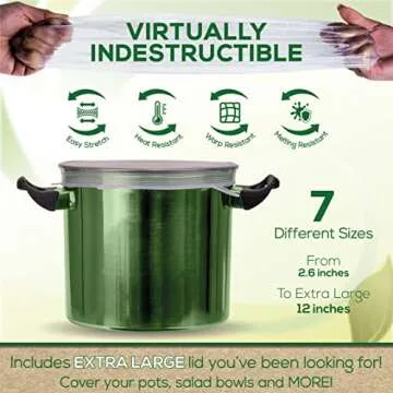 unwasted Reusable Silicone Lids (Variety Pack) – Upgrade Your Kitchen Gadgets with Our Silicone Covers for Food Storage – Reusable Silicone Stretch Lids and Food Covers for Containers (Pack of 7)