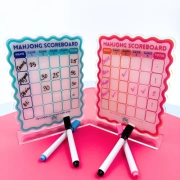Stylish Mahjong Scoreboard with Stand & Markers