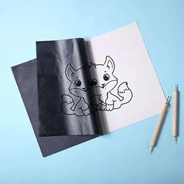 105 Pcs Carbon Transfer Paper 11.7 x 8.3 Inch Tracing Carbon Graphite Copy Paper with Embossing Stylus Tracing Stylus Dotting Tools for Cloth Wood (Black, White)