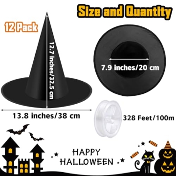 Elcoho Halloween Witch Hat Set with Hanging Rope