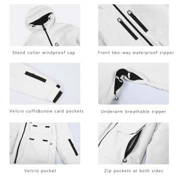 GSOU SNOW Women Men Ski Jacket Snowboard Snow Coat Waterproof Windproof Snow Jacket Insulated Hooded Warm Winter