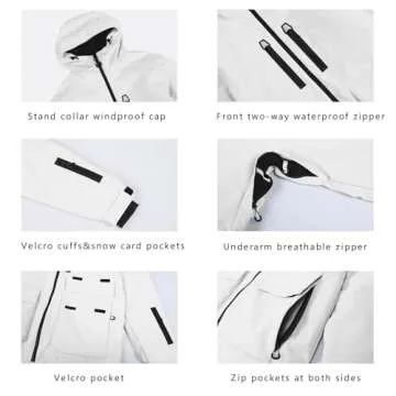 GSOU SNOW Women Men Ski Jacket Snowboard Snow Coat Waterproof Windproof Snow Jacket Insulated Hooded Warm Winter