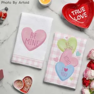 Artoid Mode Pink Heart Kitchen Towels Set - Stylish & Absorbent