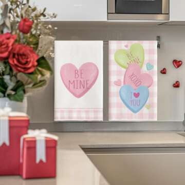 Artoid Mode Pink Heart Kitchen Towels Set - Stylish & Absorbent