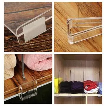 Hmdivor Acrylic Shelf Dividers for Closets 2 Pcs Clear Shelf Separators for Organization in Bedroom, Kitchen and Office Shelves