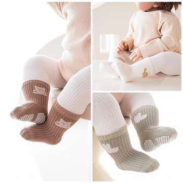J Poqobog Baby Crew Socks - Non-Skid Toddler Socks 9-Pack
