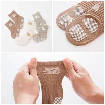 J Poqobog Baby Crew Socks - Non-Skid Toddler Socks 9-Pack