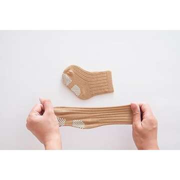 J Poqobog Baby Crew Socks - Non-Skid Toddler Socks 9-Pack