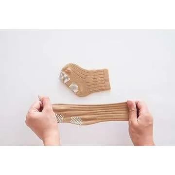 J Poqobog Baby Crew Socks - Non-Skid Toddler Socks 9-Pack