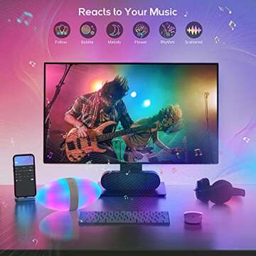 ECOLOR Portable Smart Light Egg Mood Light with App Control, Creative DIY Design Rechargeable LED Dimmable lamp, Cool Gifts for Women & Men, Music Mode for Gaming, Camping & Decoration