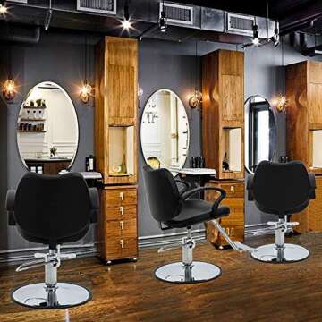 Dkeli Salon Chair Barber Chair Styling Chair Hydraulic Heavy Duty Leather Swivel Classic Hair Salon Chair Shampoo Tattoo Spa Beauty Equipment for Hair Stylist Women Man,Black
