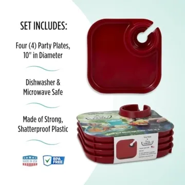Fancy Panz Party Plates - Reusable Plastic with Cup Holder