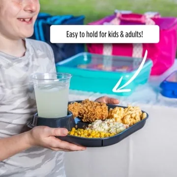 Fancy Panz Party Plates - Reusable Plastic with Cup Holder