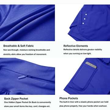 Ksmien Women's 2 in 1 Running Shorts - Lightweight Athletic Workout Gym Yoga Shorts Liner with Phone Pockets Royal Blue
