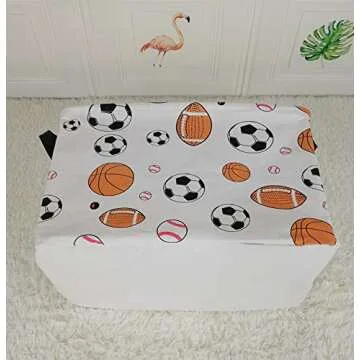 KUNRO Rectangle Toy Bin Waterproof storage organizer for Nursery Hamper Home decor Closet Kids Bedroom Laundry Baby Gift Shelf Baskets(Balls)