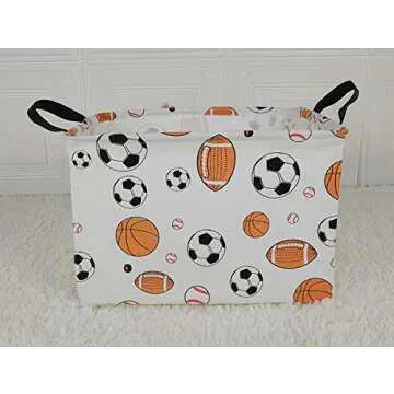 KUNRO Rectangle Toy Bin Waterproof storage organizer for Nursery Hamper Home decor Closet Kids Bedroom Laundry Baby Gift Shelf Baskets(Balls)