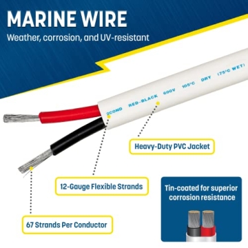 GS Power Marine Wire 100ft – Durable Tinned Copper Wire