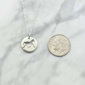 Horse Necklace in Sterling Silver on a 16 Inch Sterling Silver Cable Chain. Little Girls Jewelry. Ho...