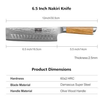 HOSHANHO Damascus Nakiri Knife 6.5 Inch - Razor Sharp Japanese Kitchen Knife