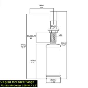 Fonveth Soap Dispenser, Contemporary Design Kitchen Sink Countertop Soap Dispenser, Built in Hand Soap Dispenser Pump Brushed Nickel