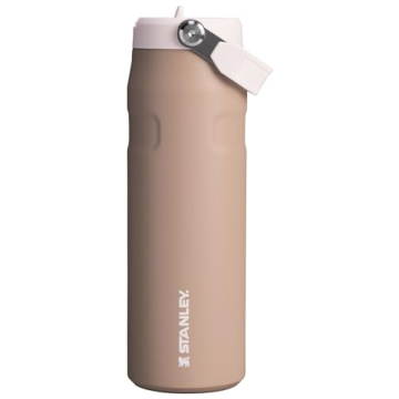 Stanley IceFlow Flip Straw 2.0 Water Bottle 24 OZ | Built-In Straw with Larger Opening | Lightweight & Leak-Resistant | Insulated Stainless Steel | BPA-Free | Almond Rose