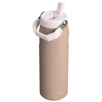 Stanley IceFlow Flip Straw 2.0 Water Bottle 24 OZ | Built-In Straw with Larger Opening | Lightweight & Leak-Resistant | Insulated Stainless Steel | BPA-Free | Almond Rose