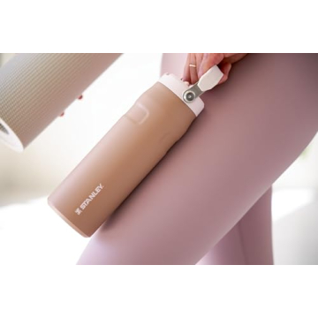 Stanley IceFlow Flip Straw 2.0 Water Bottle 24 OZ | Built-In Straw with Larger Opening | Lightweight & Leak-Resistant | Insulated Stainless Steel | BPA-Free | Almond Rose