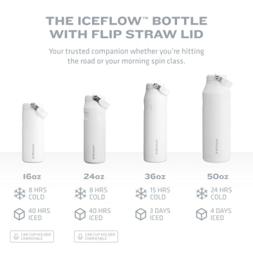 Stanley IceFlow Flip Straw 2.0 Water Bottle 24 OZ | Built-In Straw with Larger Opening | Lightweight & Leak-Resistant | Insulated Stainless Steel | BPA-Free | Almond Rose