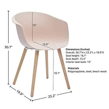 Rivet Alva Modern Curved-Back Dining Chairs Set of 2