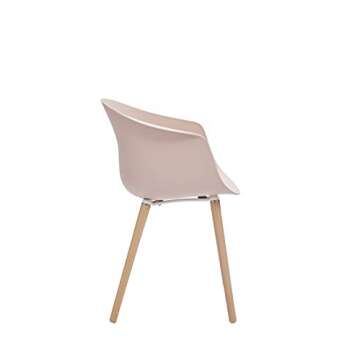 Amazon Brand - Rivet Alva Modern Curved-Back Plastic Dining Chair, Set of 2, 23.2"W, Nude Pink