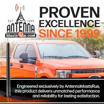 AntennaMastsRus Short Antenna Replacement for Ford F-250 (2017-2025) USA Stainless Steel Threading, ...
