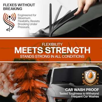 AntennaMastsRus Short Antenna Replacement for Ford F-250 (2017-2025) USA Stainless Steel Threading, Car Wash Proof, Enhanced Reception 6 3/4 Inch Rubber Truck Antenna with Internal Copper Coil