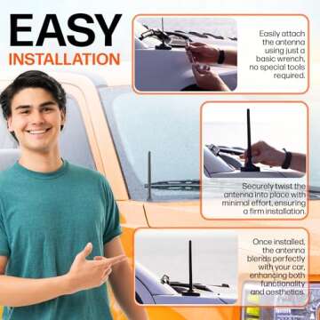 AntennaMastsRus Short Antenna Replacement for Ford F-250 (2017-2025) USA Stainless Steel Threading, Car Wash Proof, Enhanced Reception 6 3/4 Inch Rubber Truck Antenna with Internal Copper Coil