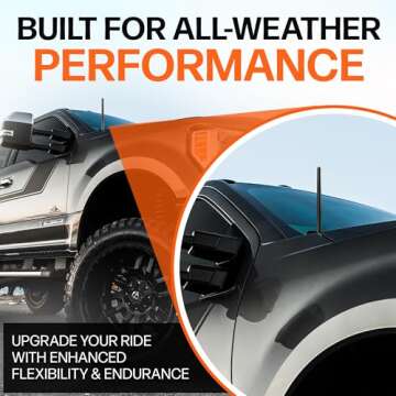 AntennaMastsRus Short Antenna Replacement for Ford F-250 (2017-2025) USA Stainless Steel Threading, Car Wash Proof, Enhanced Reception 6 3/4 Inch Rubber Truck Antenna with Internal Copper Coil