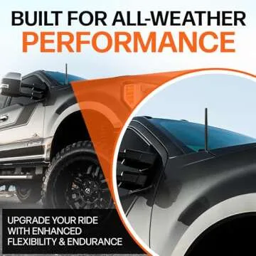 AntennaMastsRus Short Antenna Replacement for Ford F-250 (2017-2025) USA Stainless Steel Threading, Car Wash Proof, Enhanced Reception 6 3/4 Inch Rubber Truck Antenna with Internal Copper Coil