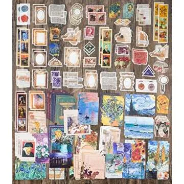Knaid Vintage Scrapbook Supplies Pack (200 Pieces) for Junk Journal Bullet Journals Planners Aesthetic Paper Stickers Craft Kits Cottagecore Collage Album (Artistic)